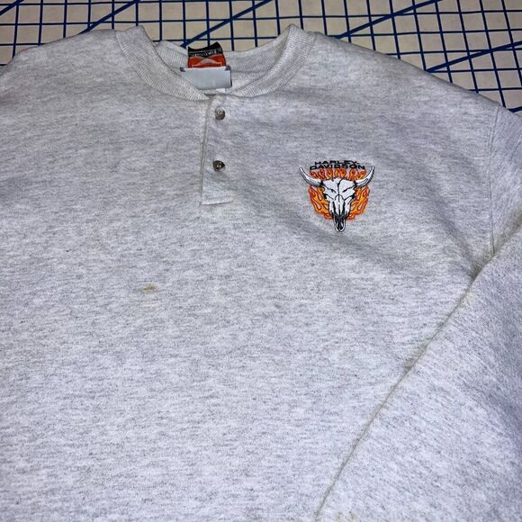 Harley Davidson 1/4 Button Sweatshirt Size Large Gray Long Sleeve Pullover - Picture 5 of 9